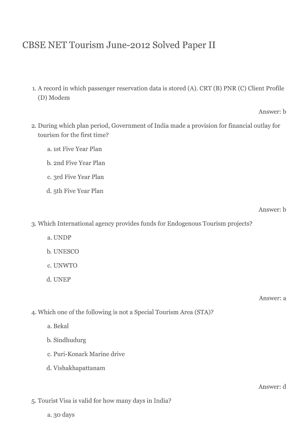 CBSE UGC NET Previous Year 2012-14 Solved Question Papers Tourism Administration And Management Paper-II (June-Dec) - Page 2