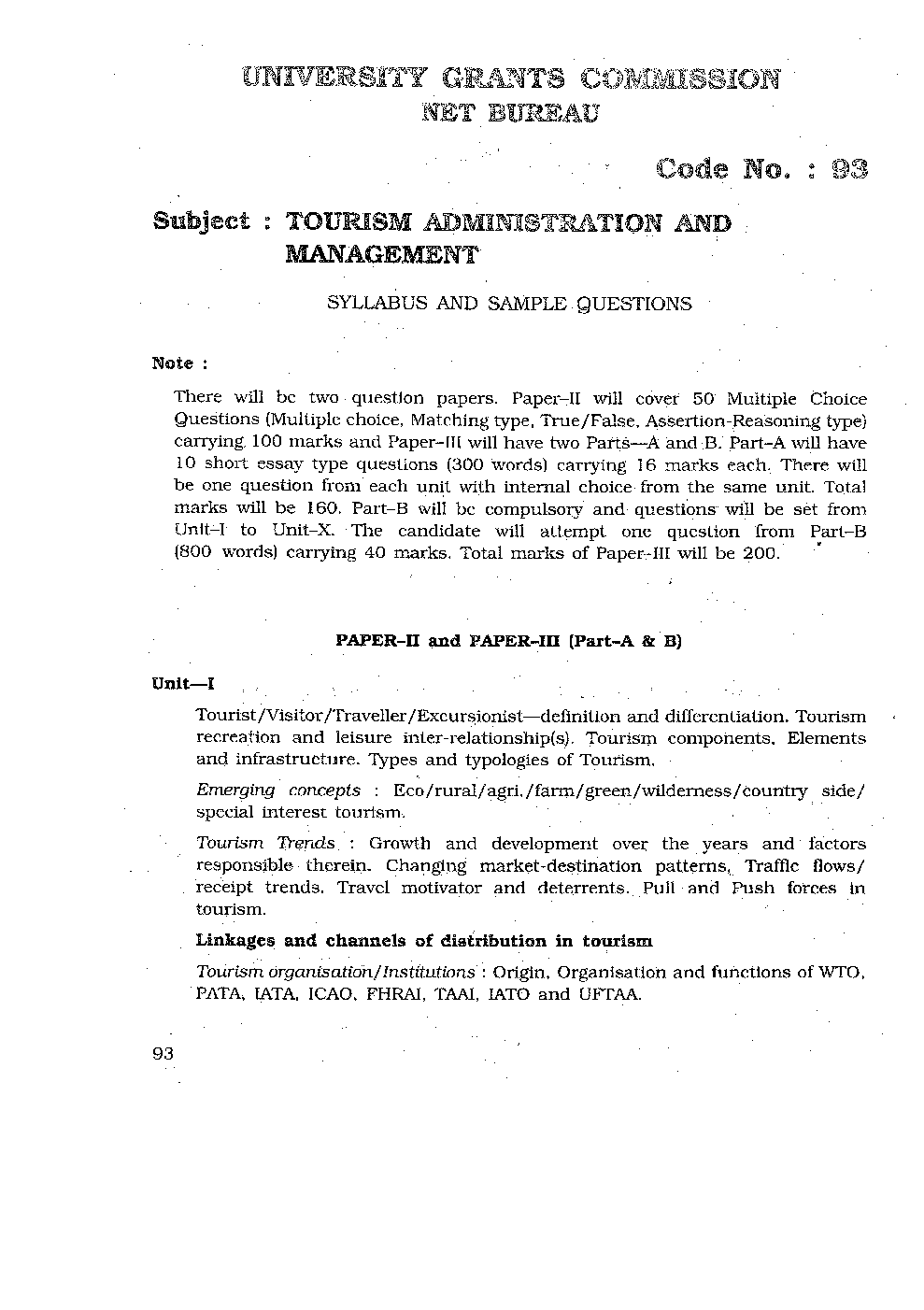 CBSE UGC NET Syllabus Tourism Administration And Management 2016 - Page 2