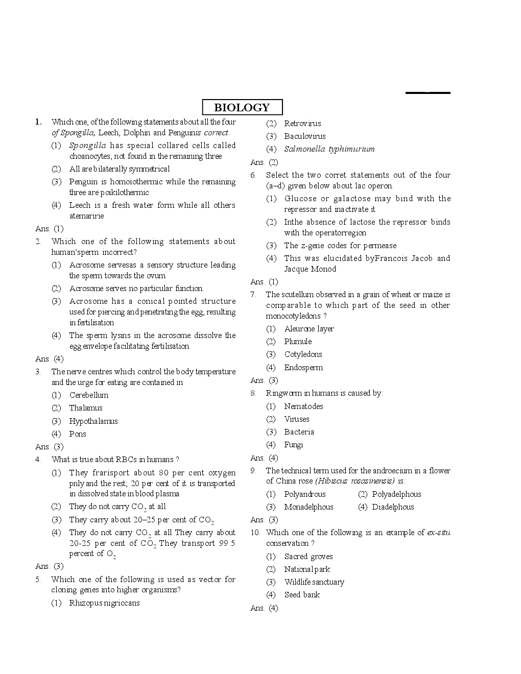AIPMT NEET Solved  Sample Question Paper 3 - Page 2