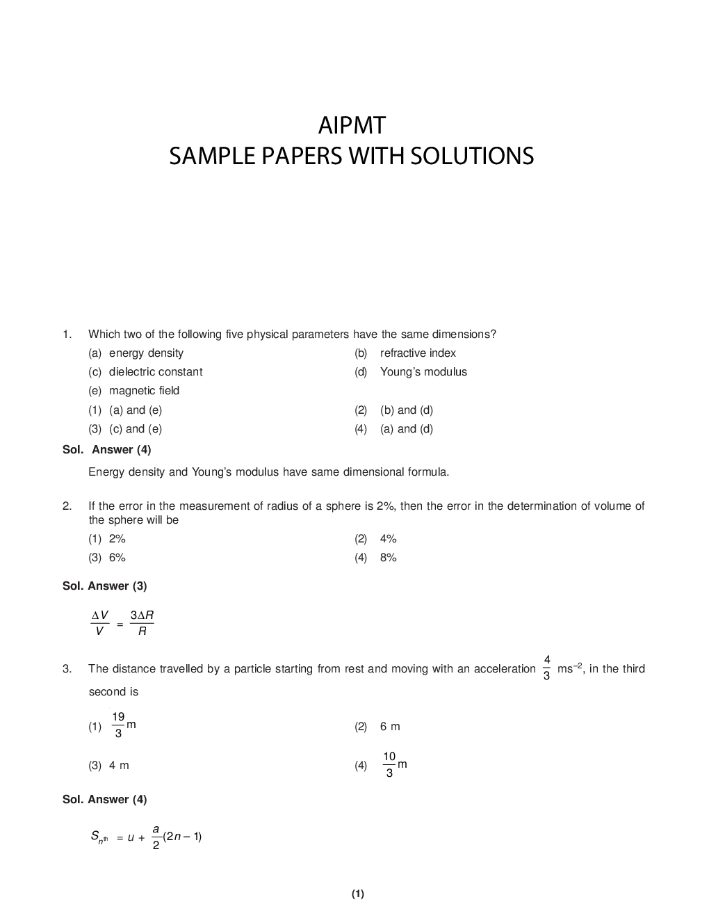 AIPMT NEET Solved  Sample Question Paper 9 - Page 2