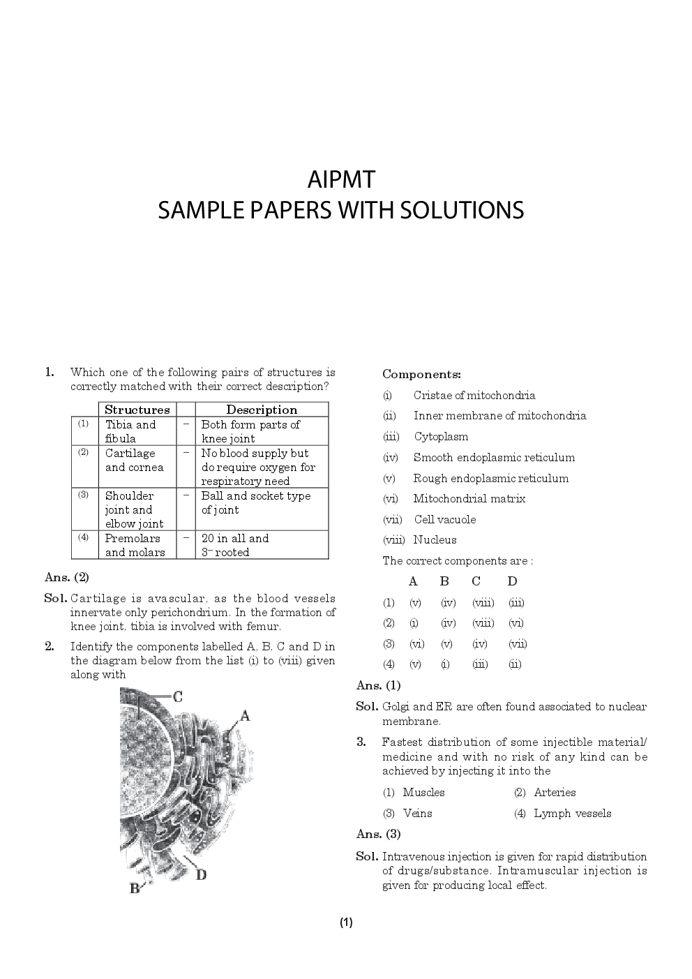 AIPMT NEET Solved  Sample Question Paper 10 - Page 2