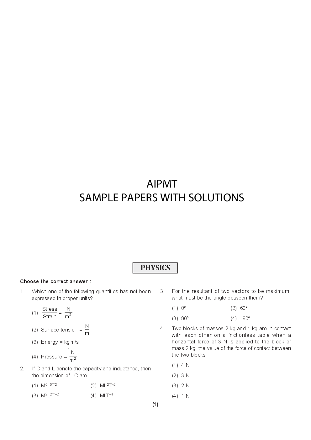 AIPMT NEET Solved  Sample Question Paper 14 - Page 2