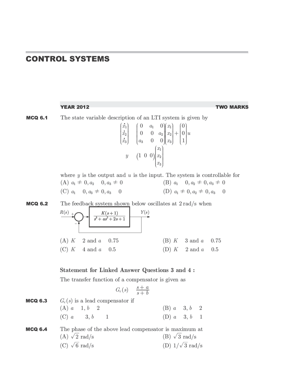 GATE Study Material Control Systems (Electrical Engineering) - Page 2