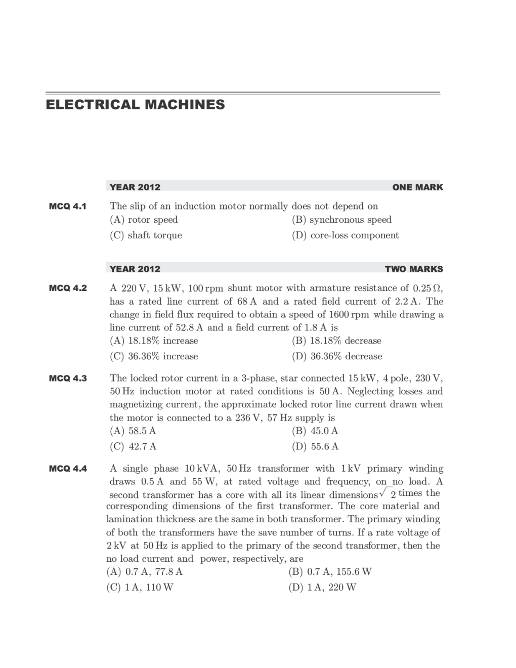 GATE Study Material Electrical Machines (Electrical Engineering) - Page 2