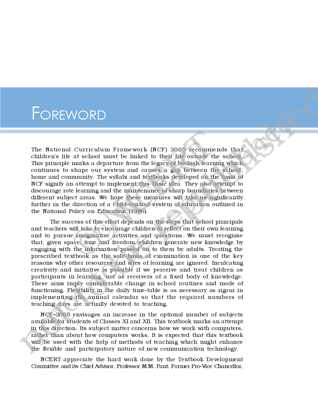 NCERT Computers and Communication Technology Part II Class XI - Page 1