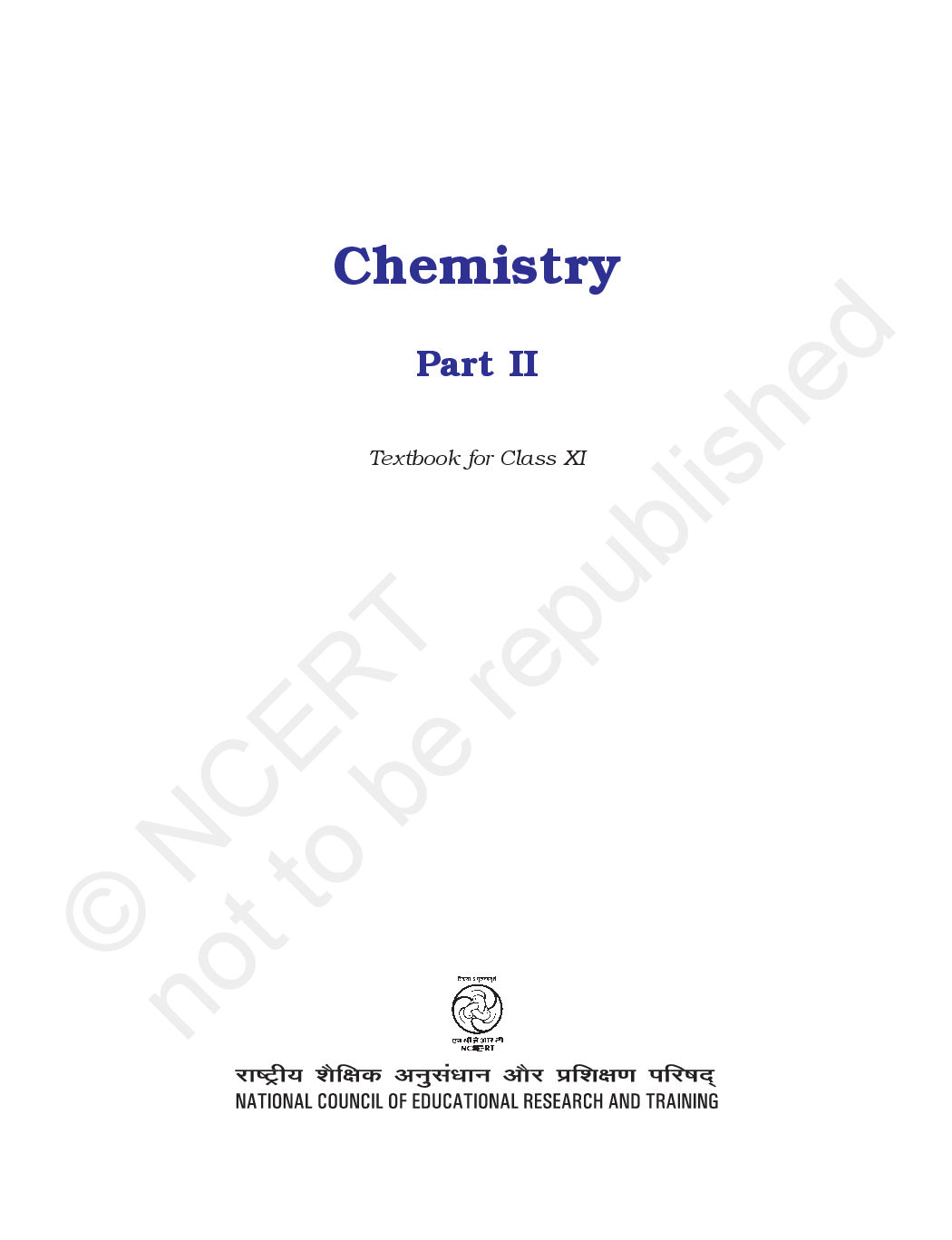 NCERT Chemistry Part II Textbook for Class XI - Page 1