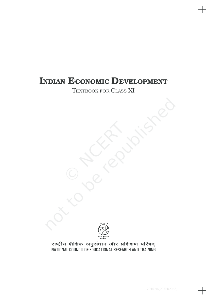 NCERT Indian Economic Development Textbook For Class XI - Page 1