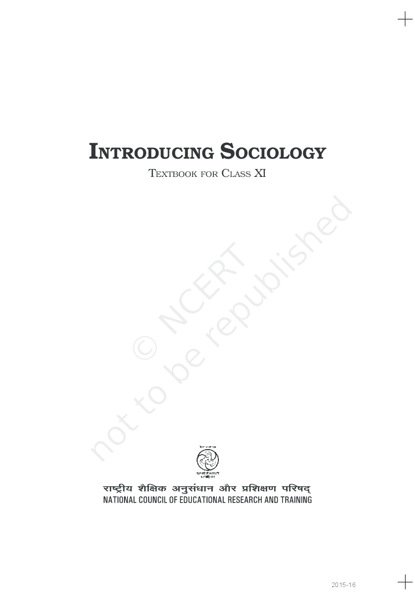 NCERT Introducing Sociology Textbook For Class XI - Page 1