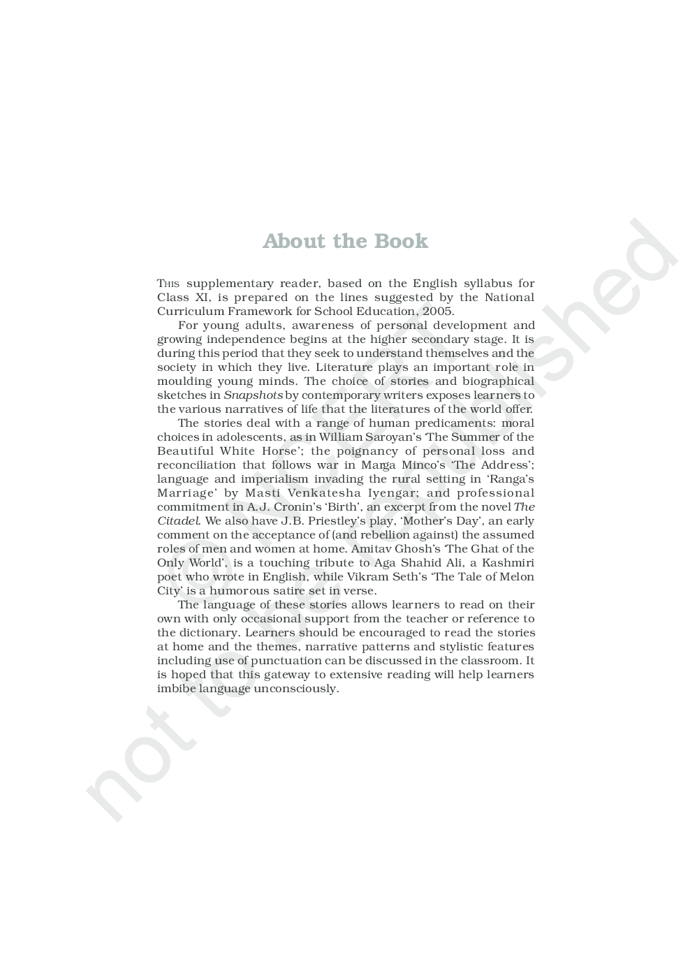 NCERT Snapshots Supplementary Reader In English For Class XI - Page 5