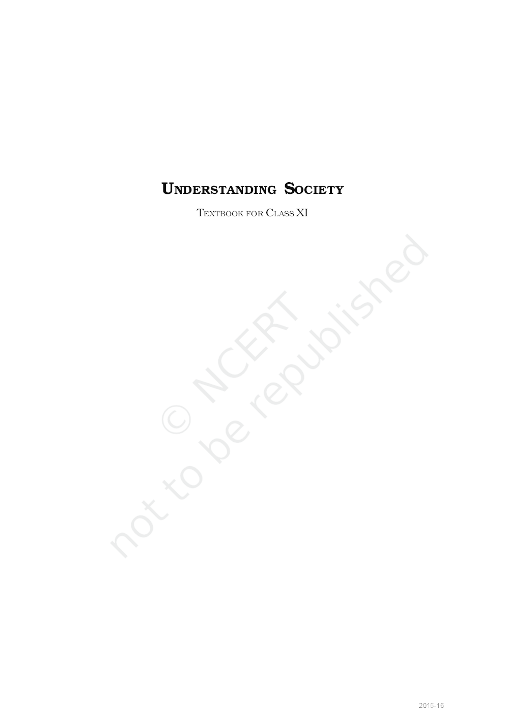 NCERT Understanding Society (Sociology) Textbook For Class XI - Page 1