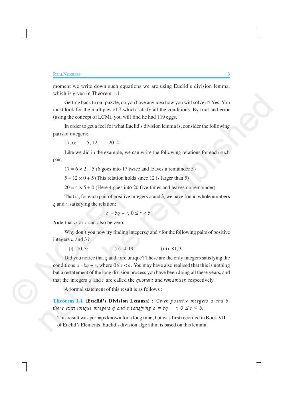NCERT Mathematics Textbook for Class X - Chapter 1 - Real numbers - Page 3