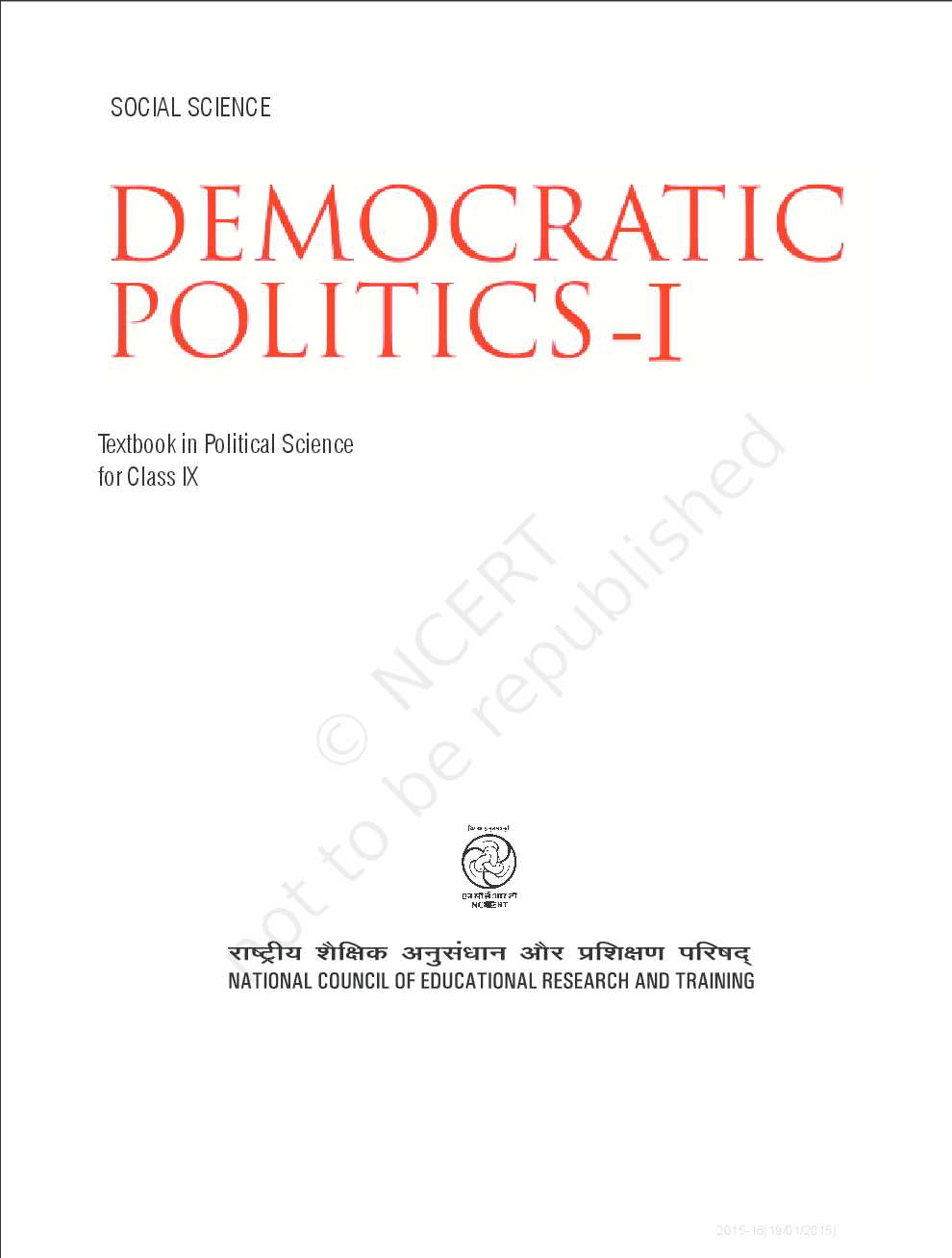 NCERT Democratic Politics Textbook for Class IX - Page 1