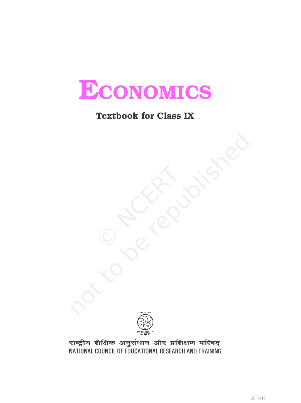 NCERT Economics Textbook for Class IX - Page 1