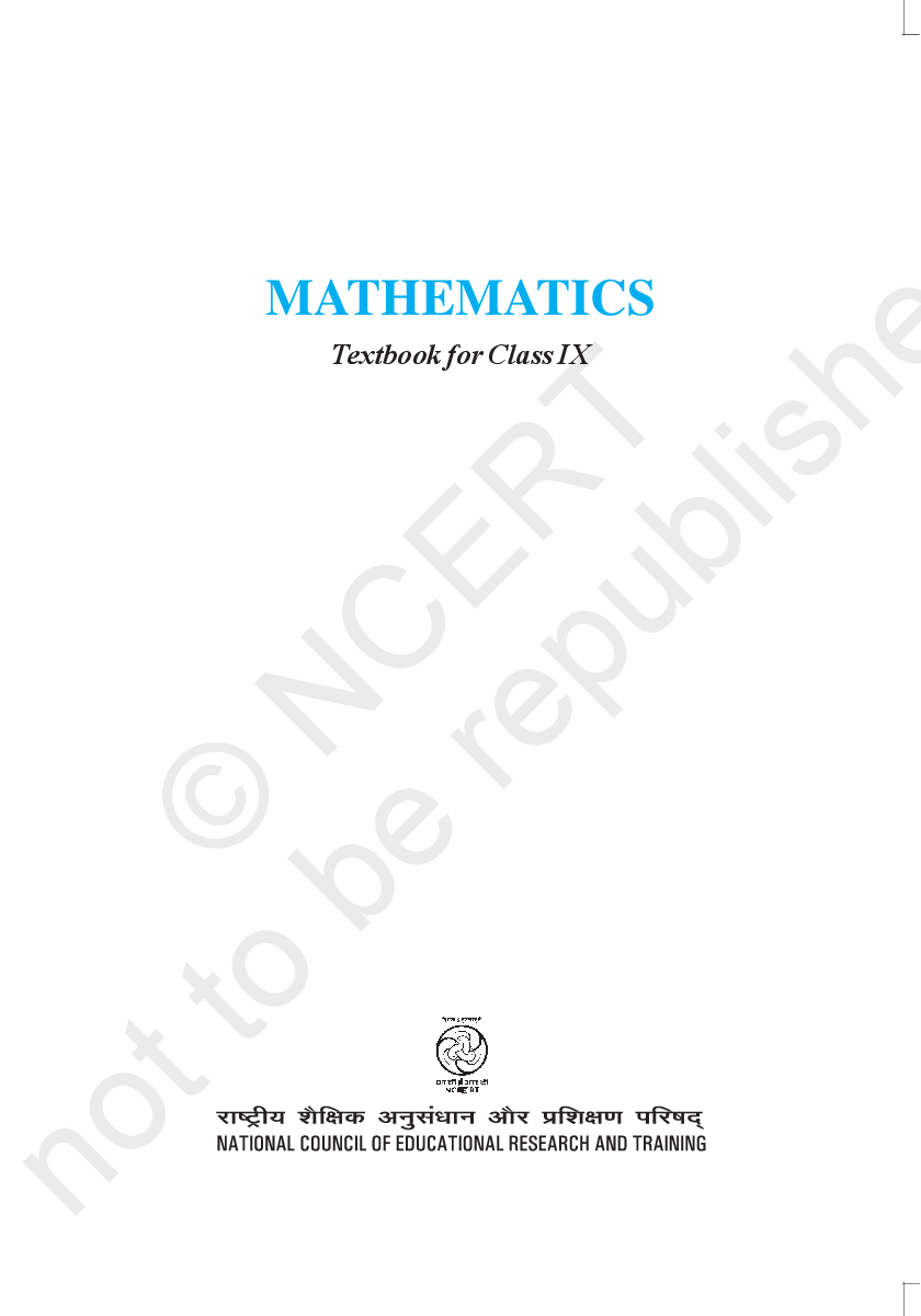 NCERT Mathematics Textbook for Class IX - Page 1