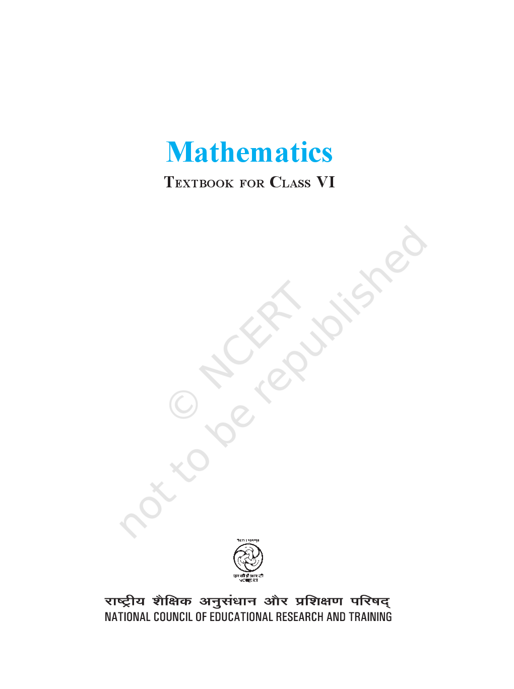 NCERT Mathematics Textbook for Class VI - Page 1