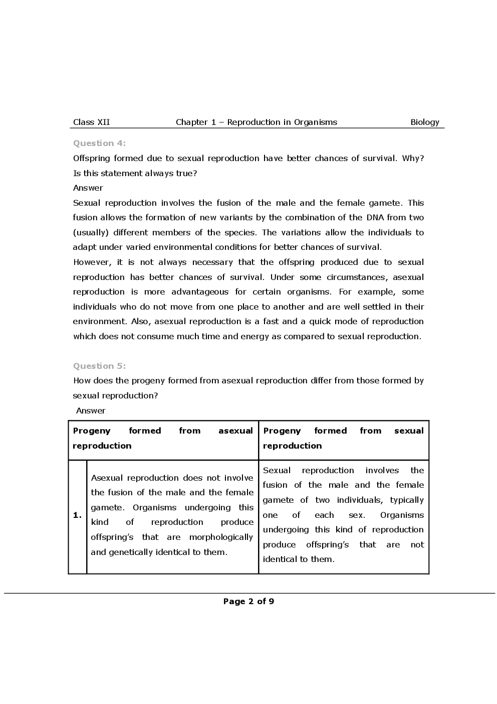 NCERT Biology Textbook Solutions for Class XII - Page 3