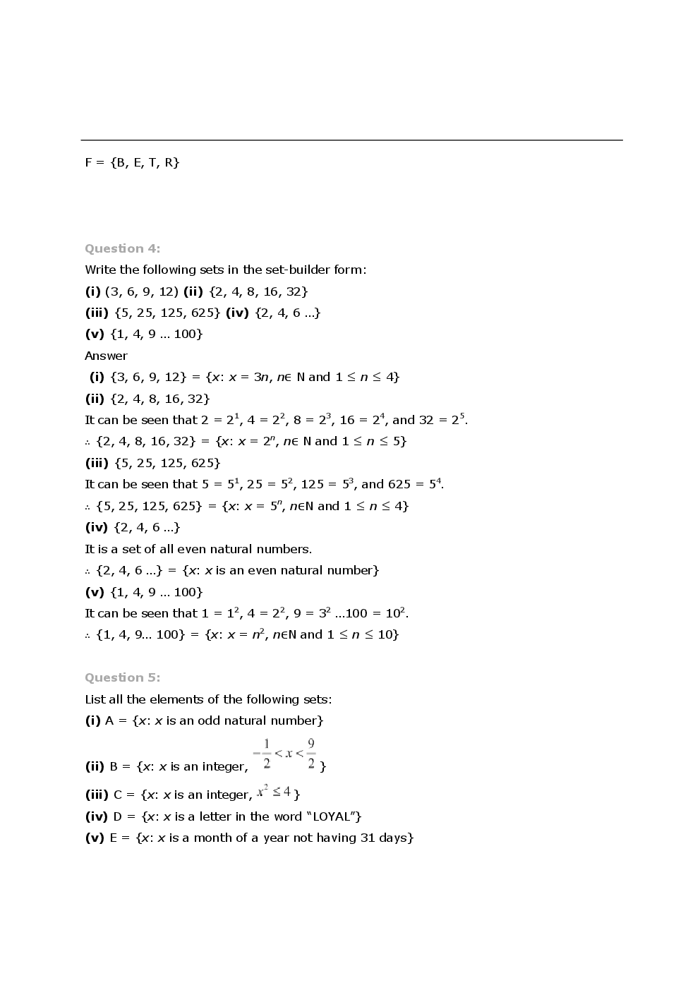 NCERT Mathematics Textbook Solutions for Class XI - Page 5