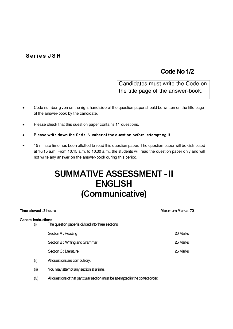 CBSE Class 10th English Question Paper With Solution 2016 - Page 2