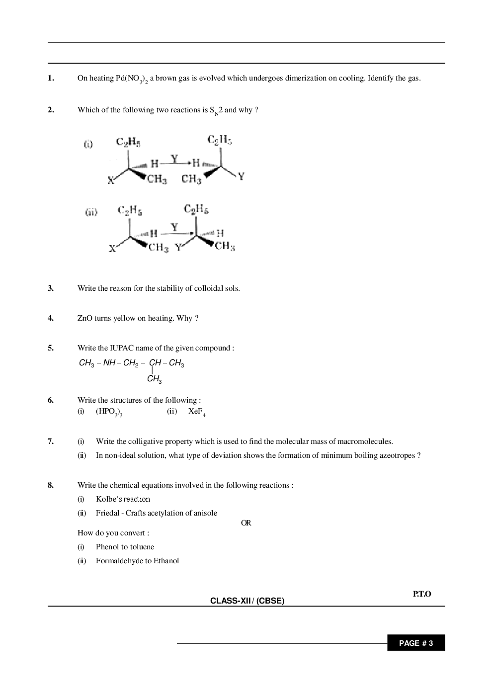 CBSE Class 12th Chemistry Question Paper With Solution 2016 - Page 3