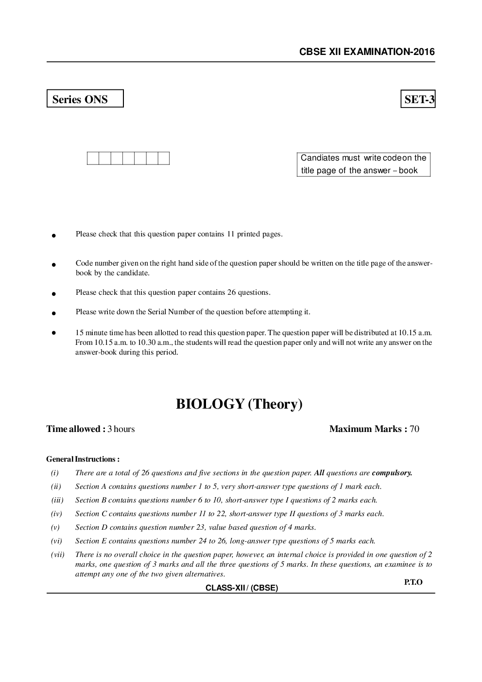 CBSE Class 12th Biology Question Paper With Solution 2016 - Page 2