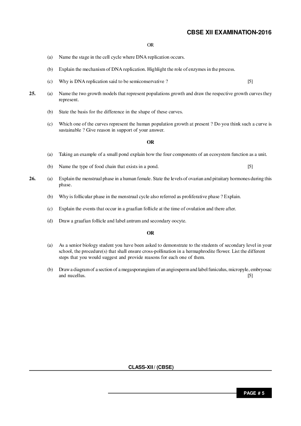 CBSE Class 12th Biology Question Paper With Solution 2016 - Page 5