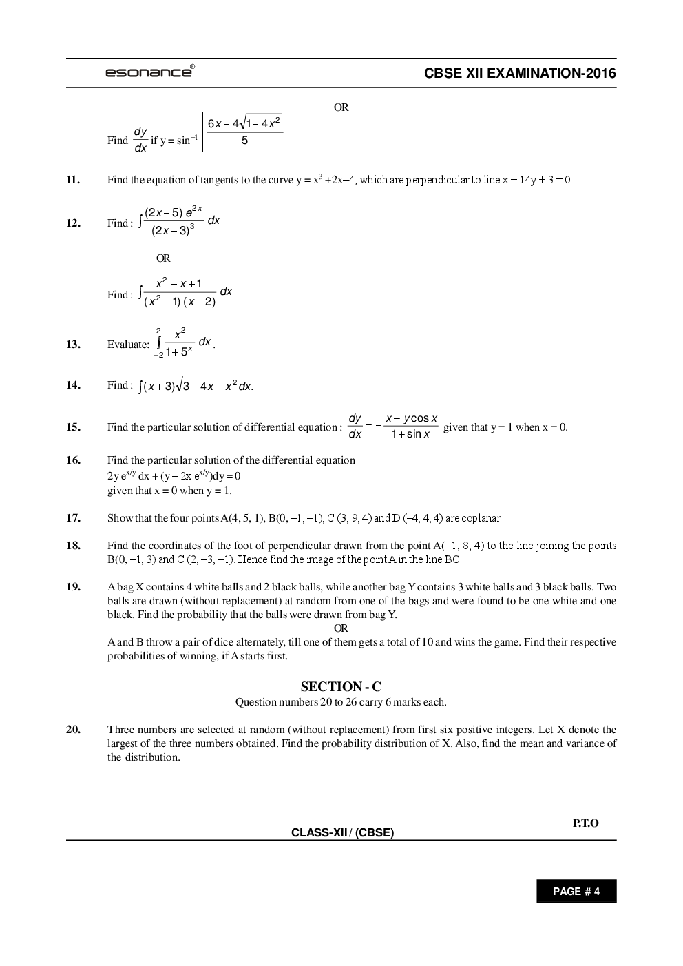 CBSE Class 12th Maths Question Paper With Solution 2016 - Page 4