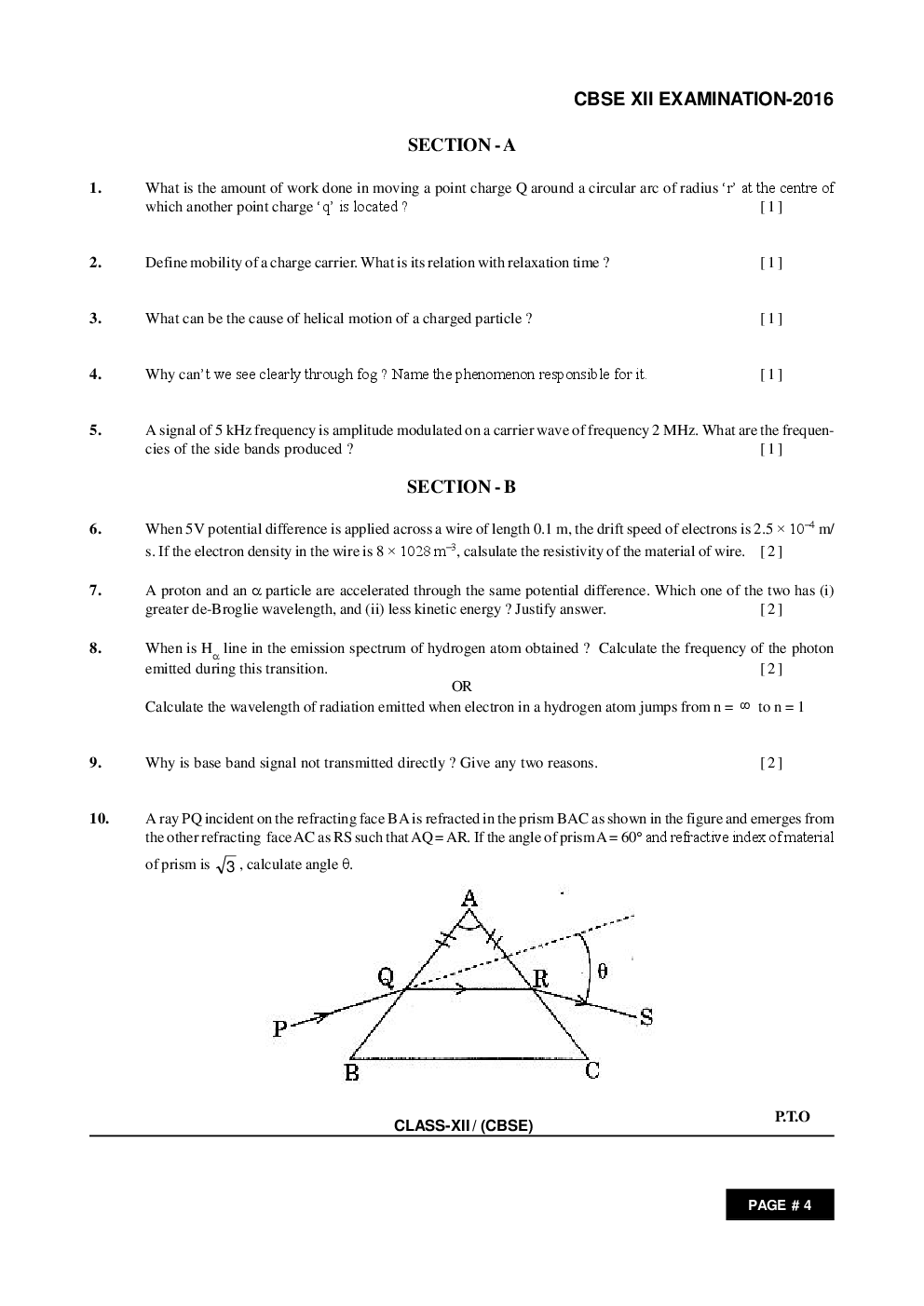 CBSE Class 12th Physics Question Paper With Solution 2016 - Page 4