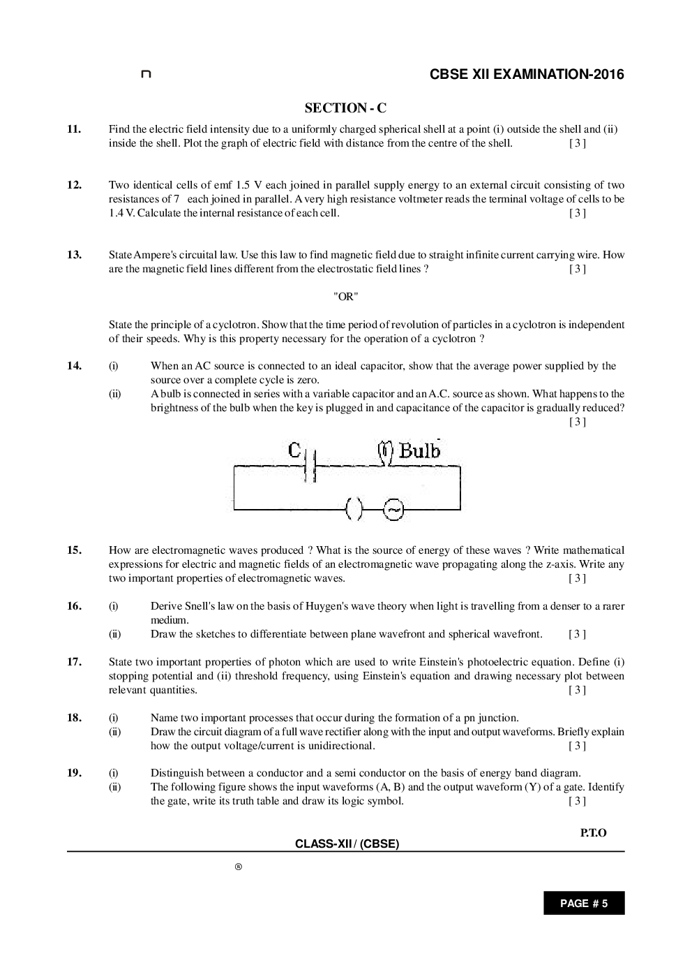 CBSE Class 12th Physics Question Paper With Solution 2016 - Page 5