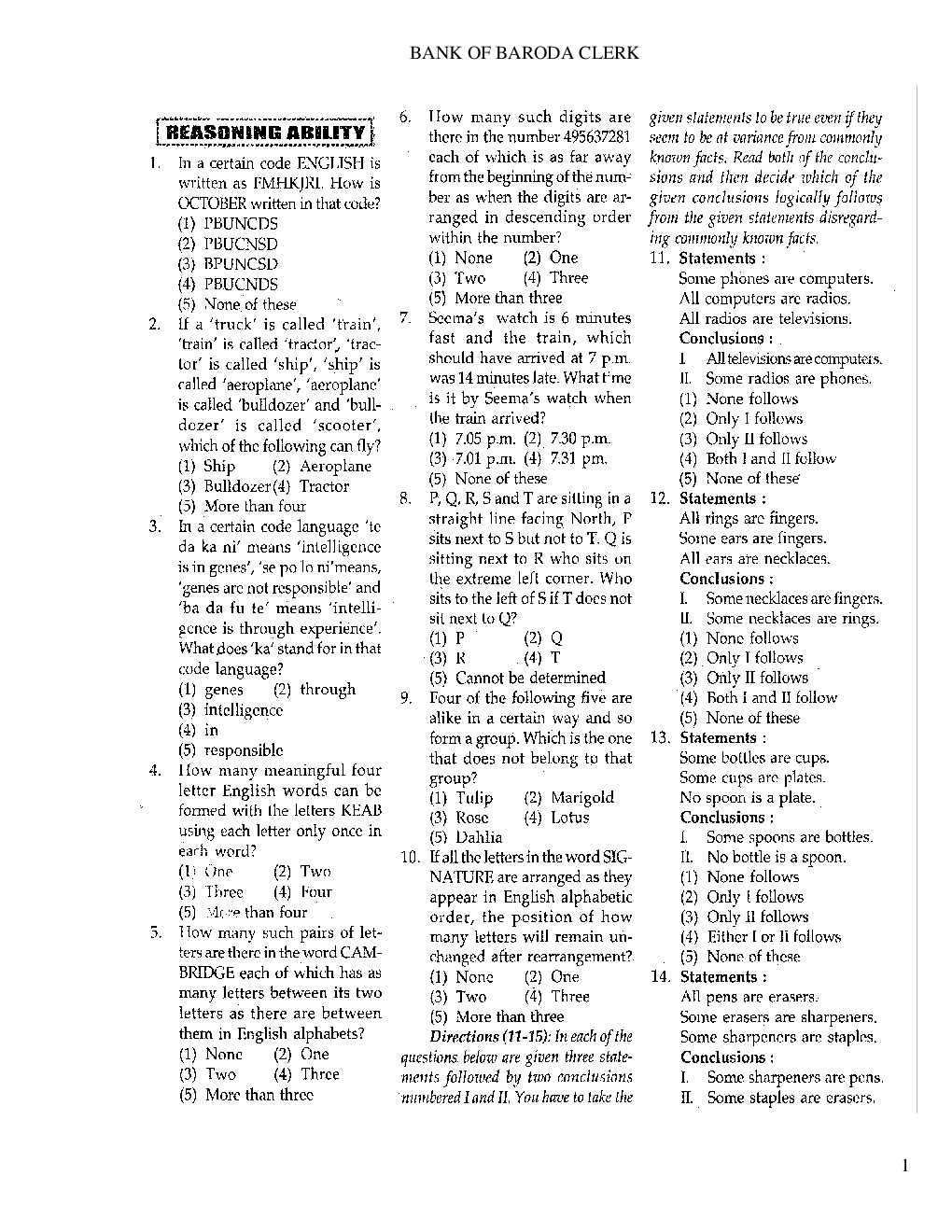 Bank Clerk Bank Of Baroda Solved Previous Year Paper 2008 - Page 2