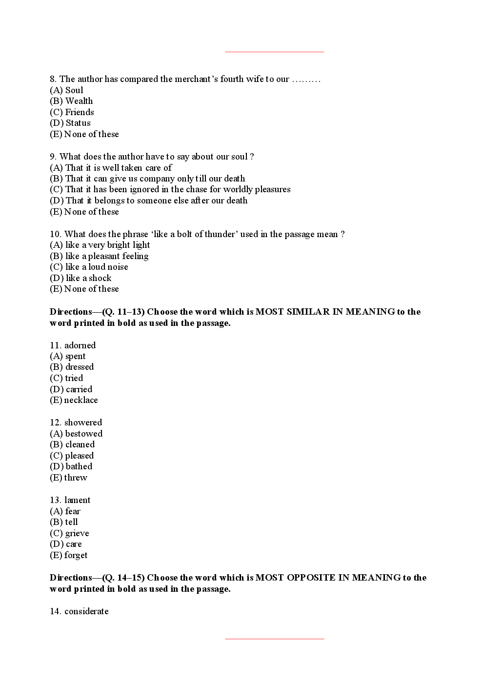 Bank Clerk Indian Bank Solved Sample Previous Year Paper 2008 - Page 4