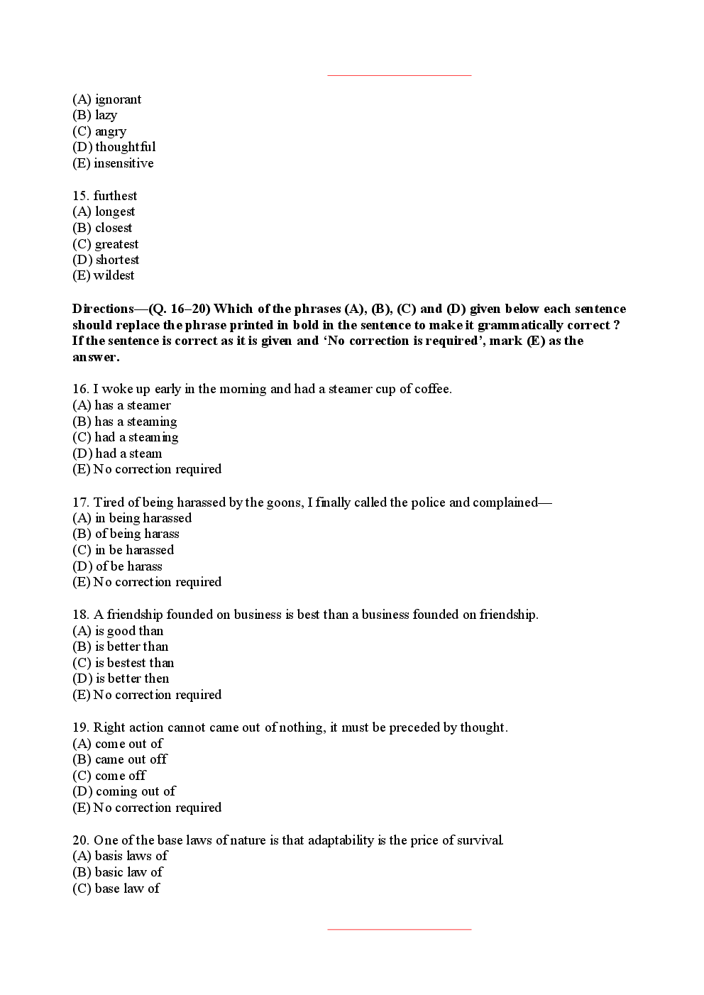 Bank Clerk Indian Bank Solved Sample Previous Year Paper 2008 - Page 5