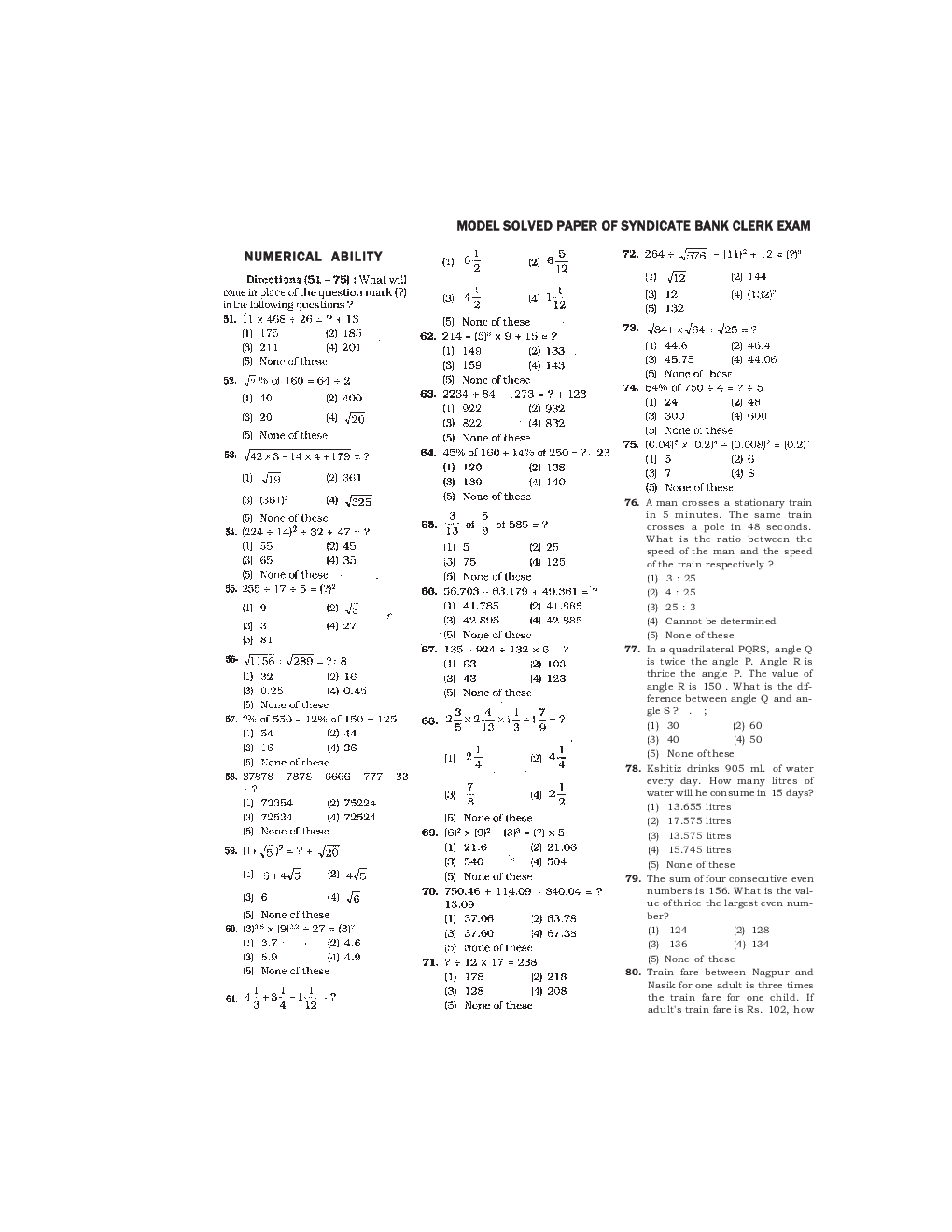 Bank Clerk Syndicate Bank Solved Sample Previous Year Paper 2010 - Page 5