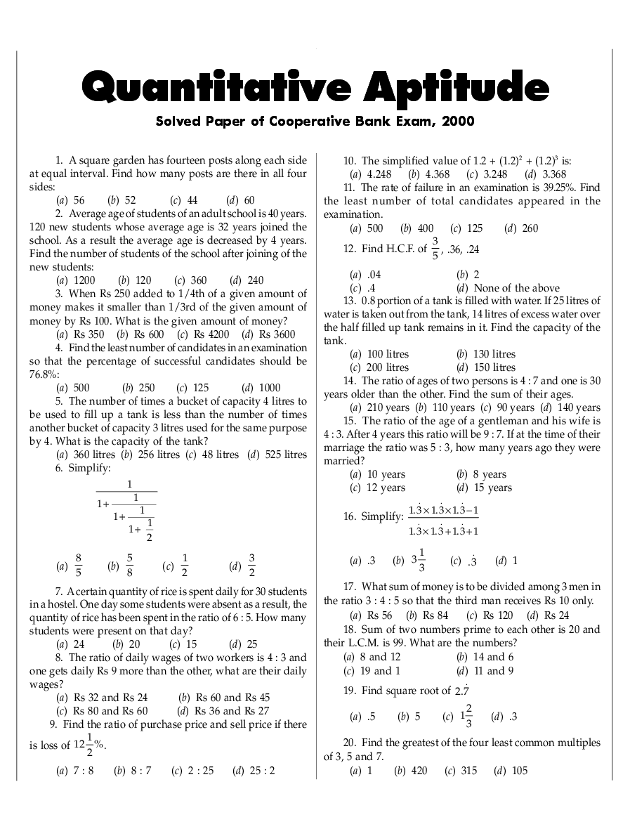 Bank PO Cooperative Bank Solved Previous Year Paper 2000 - Page 2