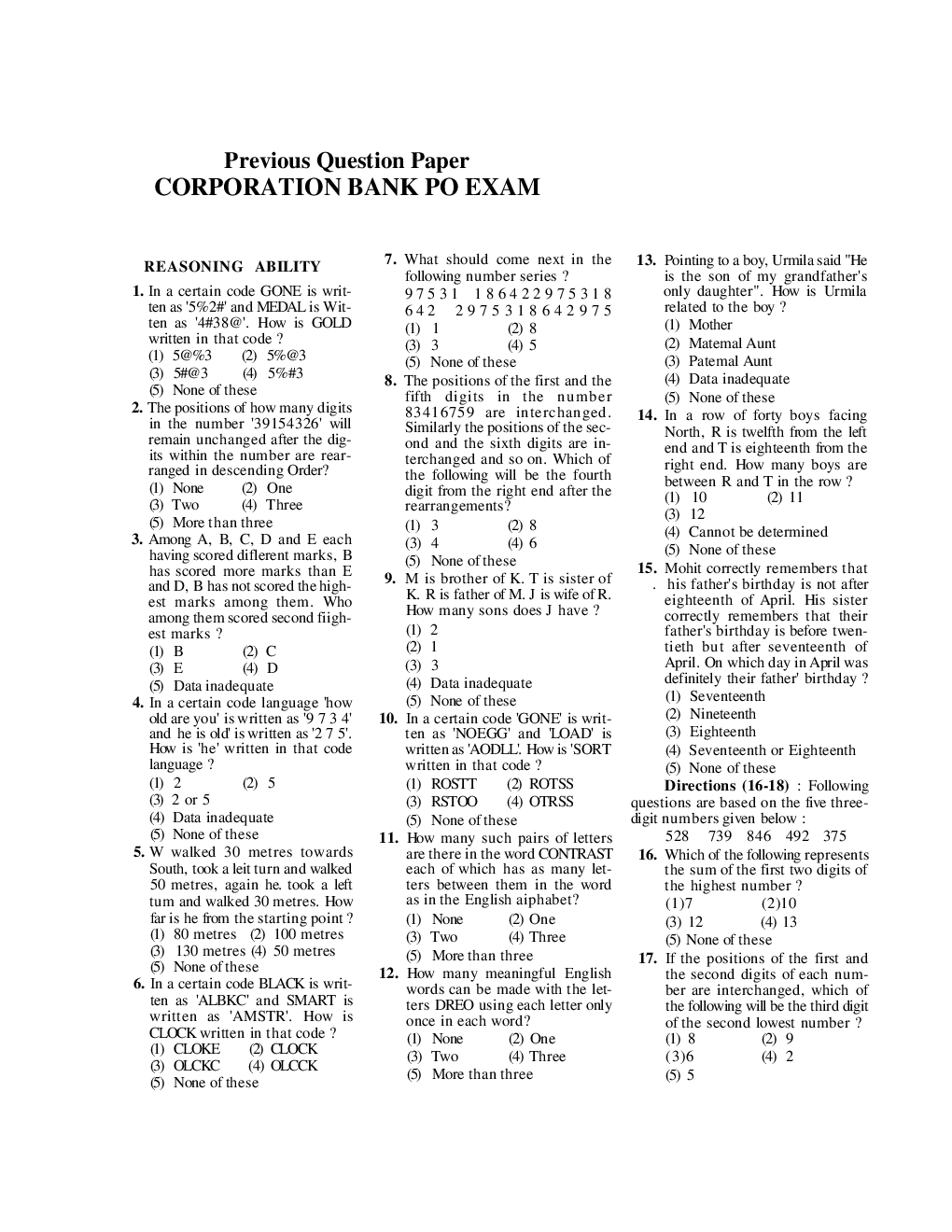Bank PO Corporation Bank Solved Previous Year Paper 2008-11 - Page 2