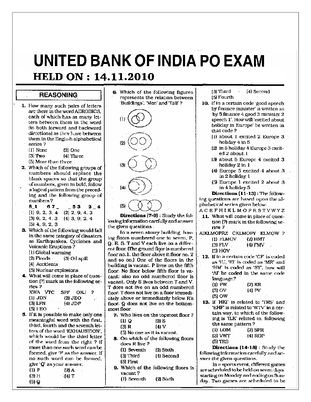 Bank PO United Bank Of India Solved Sample Previous Year Paper 2010-2011 - Page 2