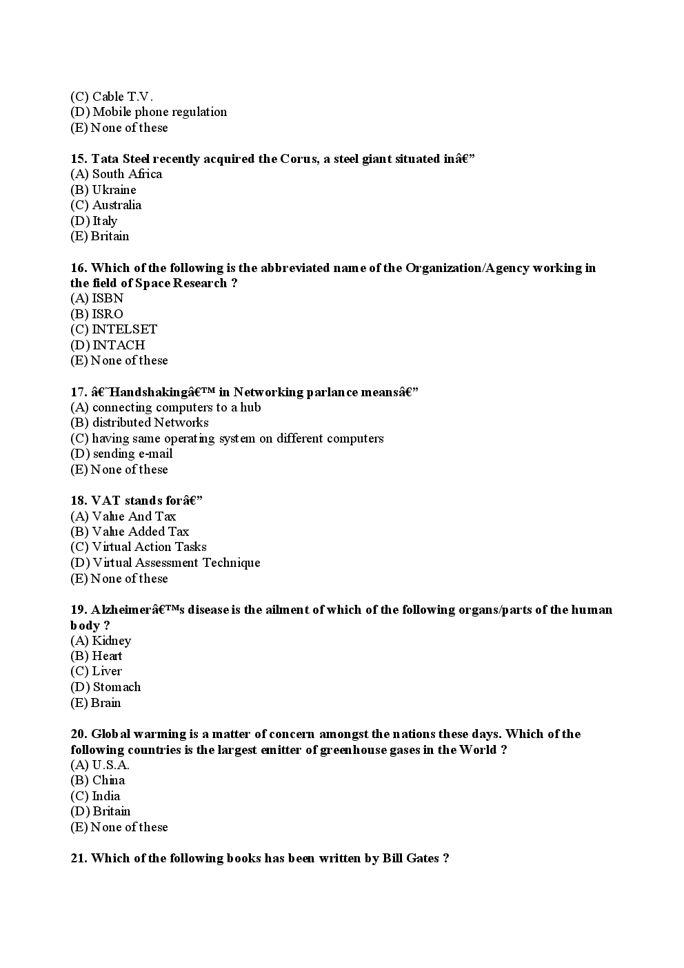 IBPS Special Officers Andhra Bank Solved Previous Year Paper 2007 - Page 4