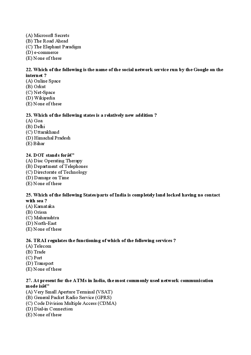 IBPS Special Officers Andhra Bank Solved Previous Year Paper 2007 - Page 5