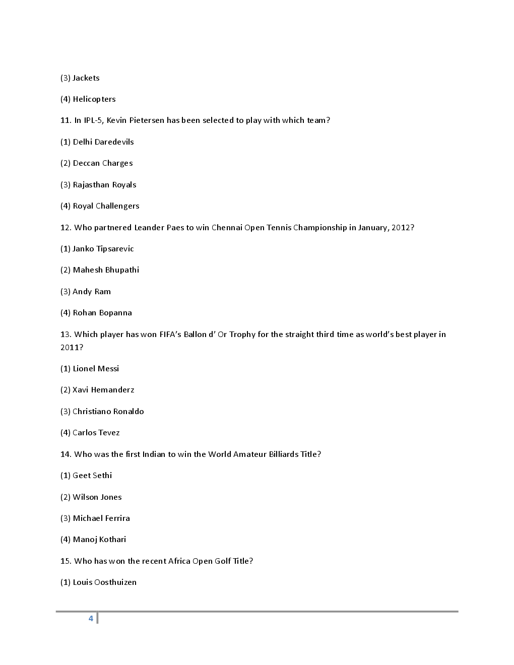 IBPS Clerical  General Awareness Solved Sample Questions 2015 - Page 4