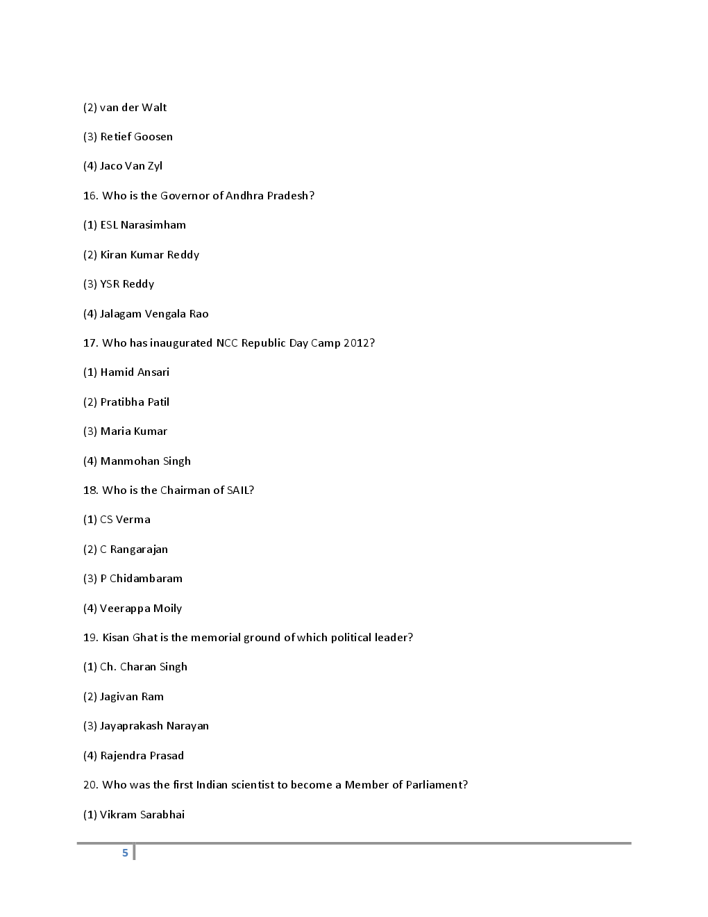 IBPS Clerical  General Awareness Solved Sample Questions 2015 - Page 5