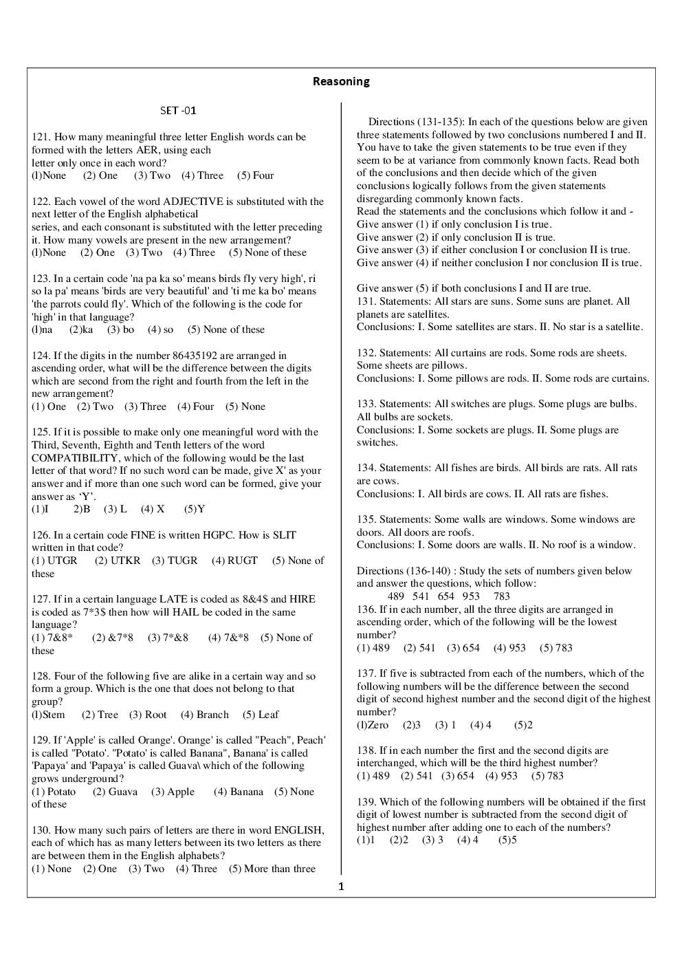 IBPS Clerical Reasoning Solved Sample Paper-1 & Paper-2 - Page 2