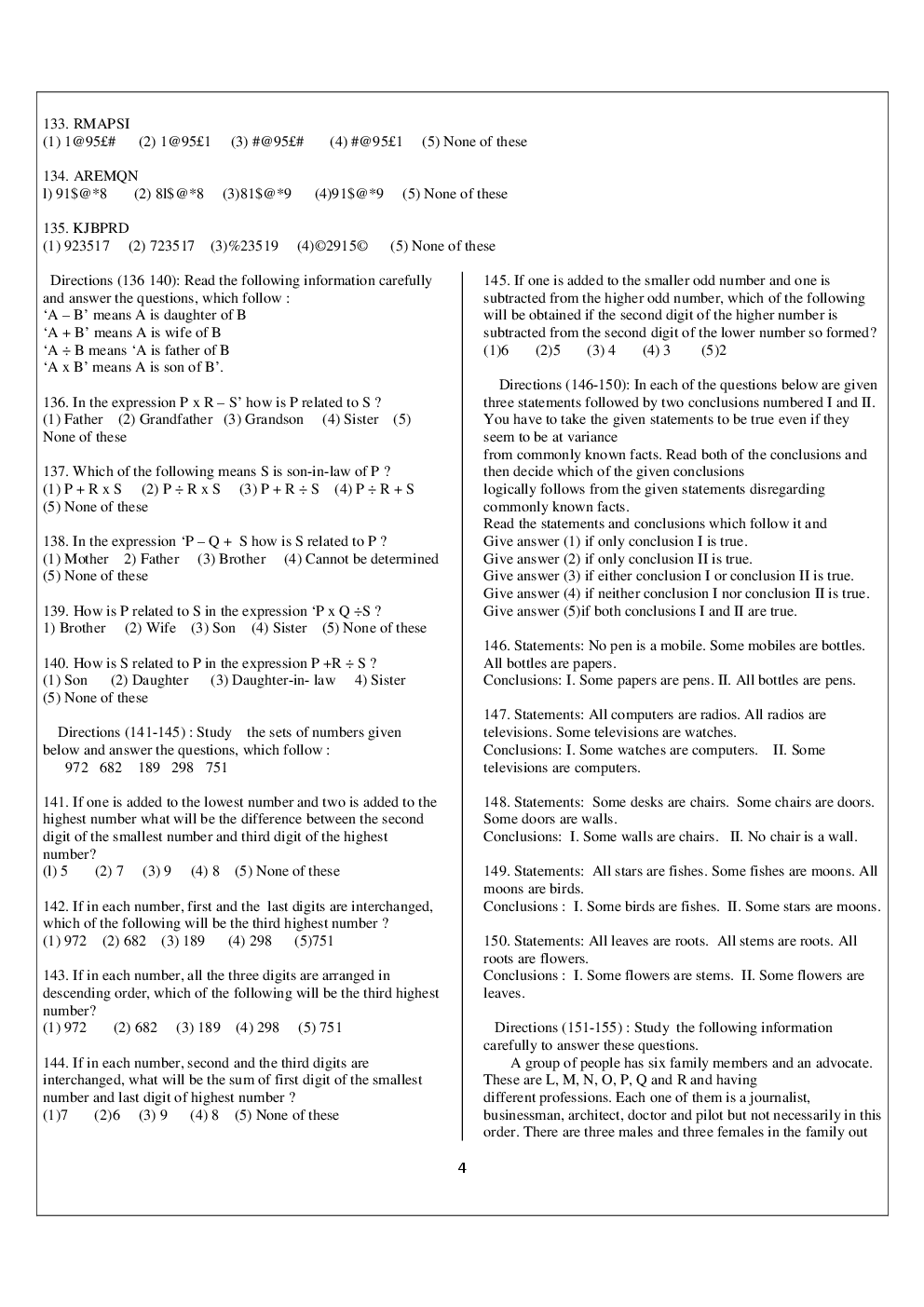 IBPS Clerical Reasoning Solved Sample Paper-1 & Paper-2 - Page 5