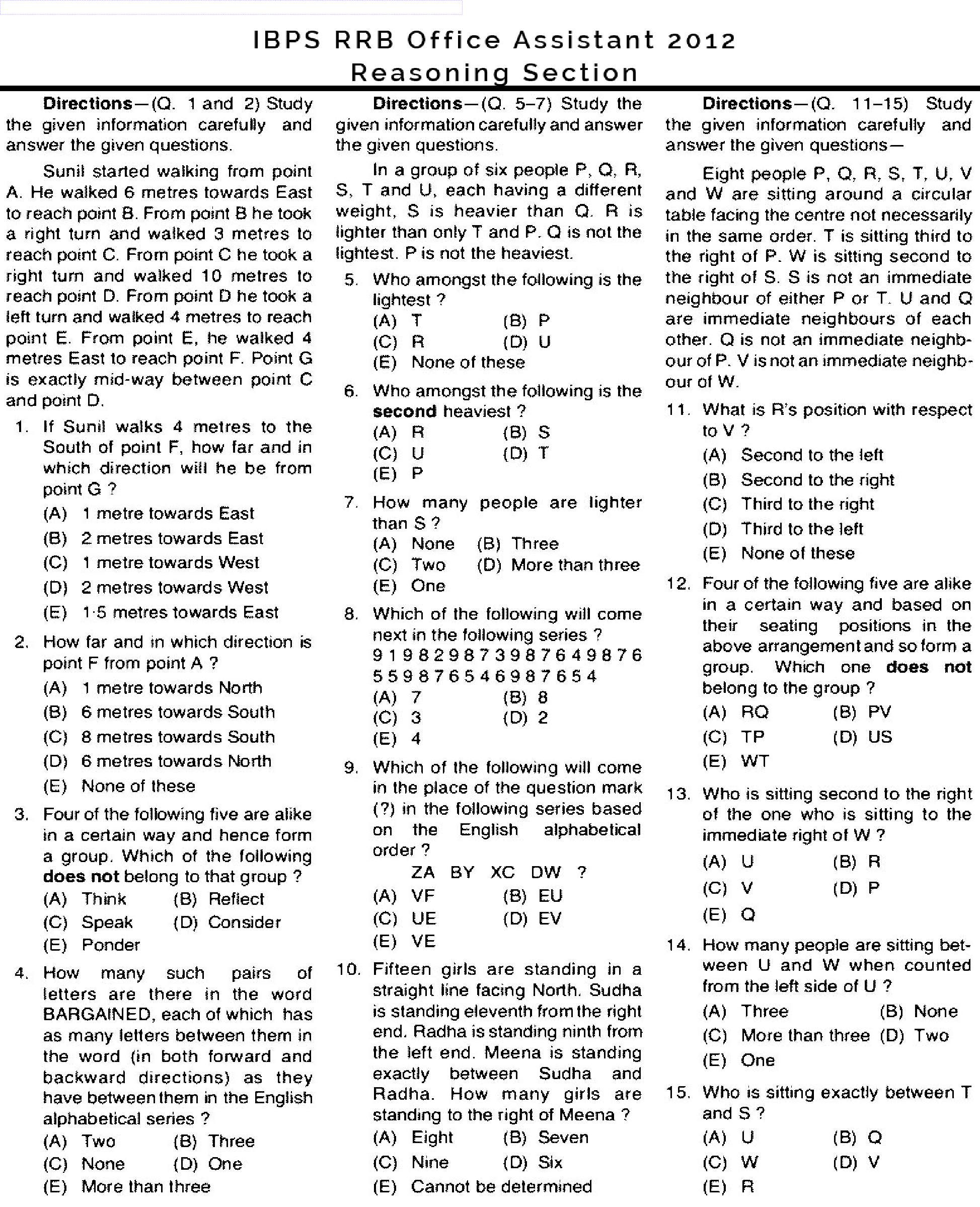 IBPS RRB Office Assistant Solved Previous Year Question Papers 2012-13 - Page 2
