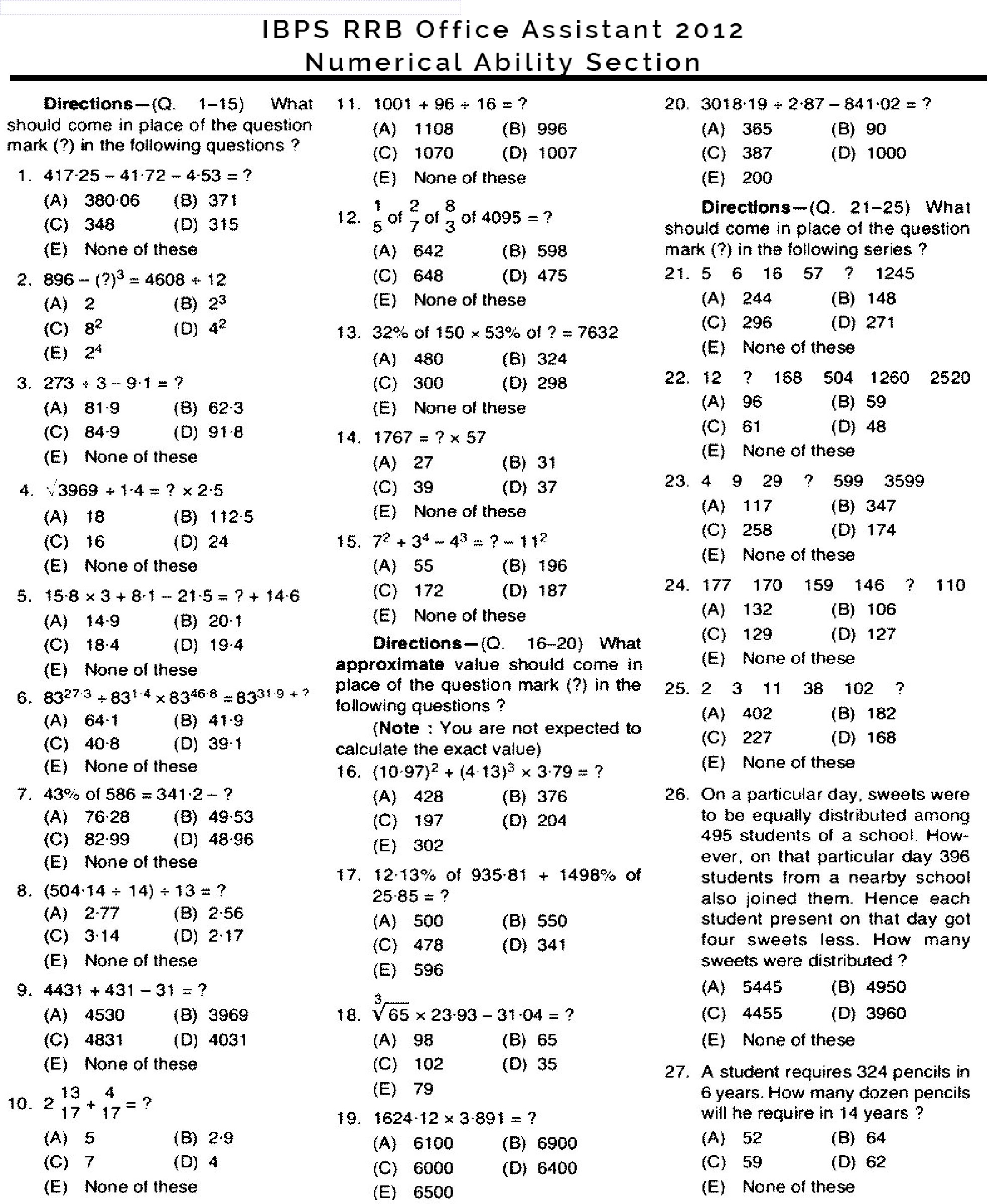IBPS RRB Office Assistant Solved Previous Year Question Papers 2012-13 - Page 5
