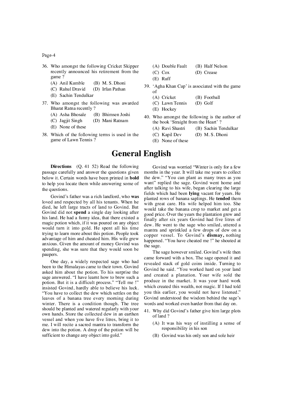 Associate Bank Of SBI Clerk Solved Paper 2009 - Page 5