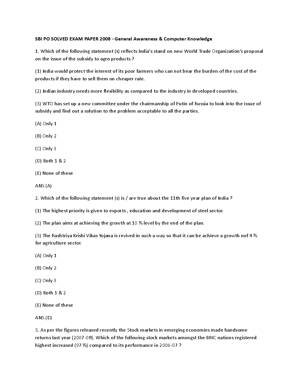 SBI PO Solved Paper (2008-2011)   - Page 2