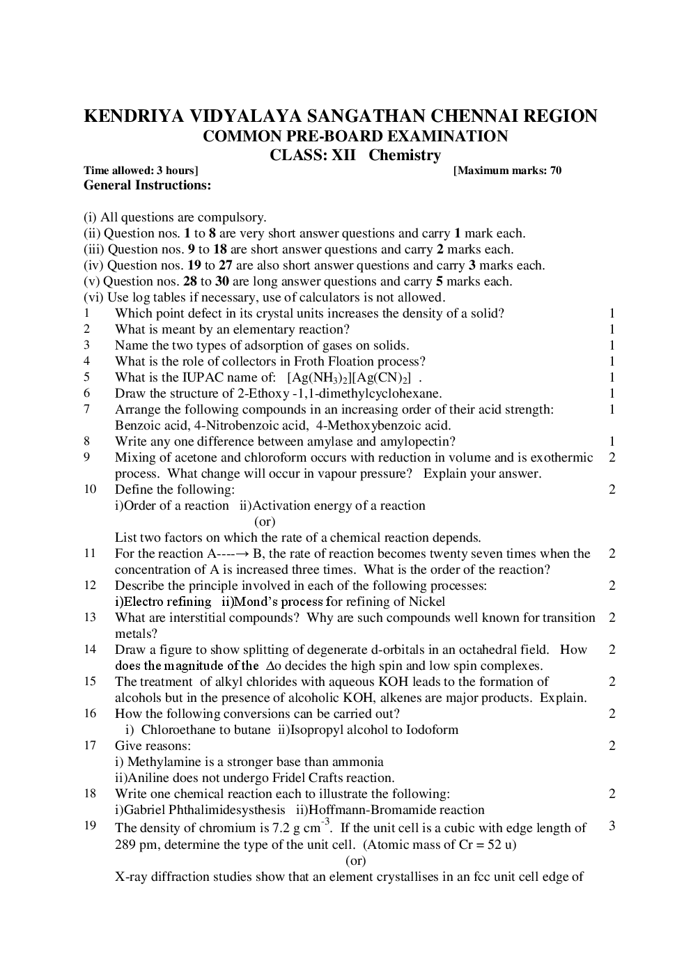 CBSE Sample Question Papers Chemistry With Solutions Class 12 - Page 2