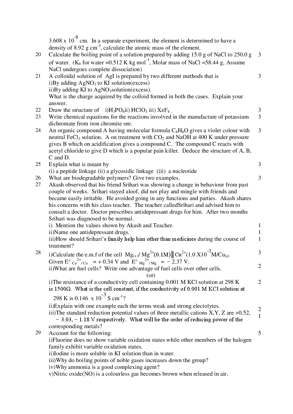 CBSE Sample Question Papers Chemistry With Solutions Class 12 - Page 3