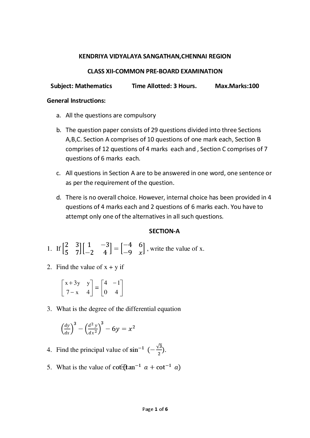 CBSE Sample Question Papers Mathematics With Solutions Class 12 - Page 2