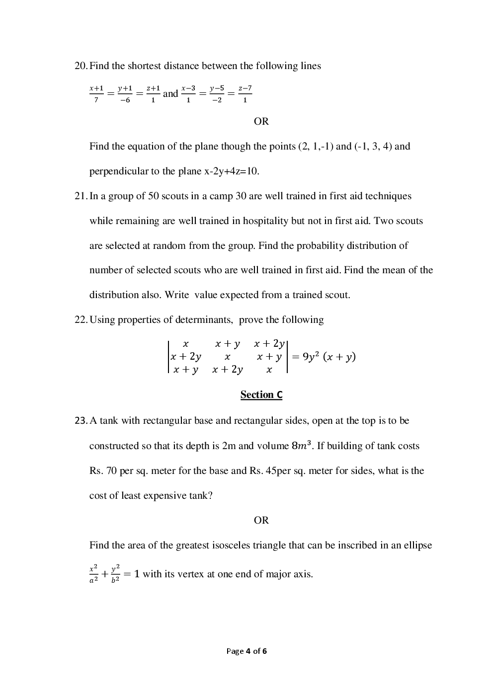 CBSE Sample Question Papers Mathematics With Solutions Class 12 - Page 5