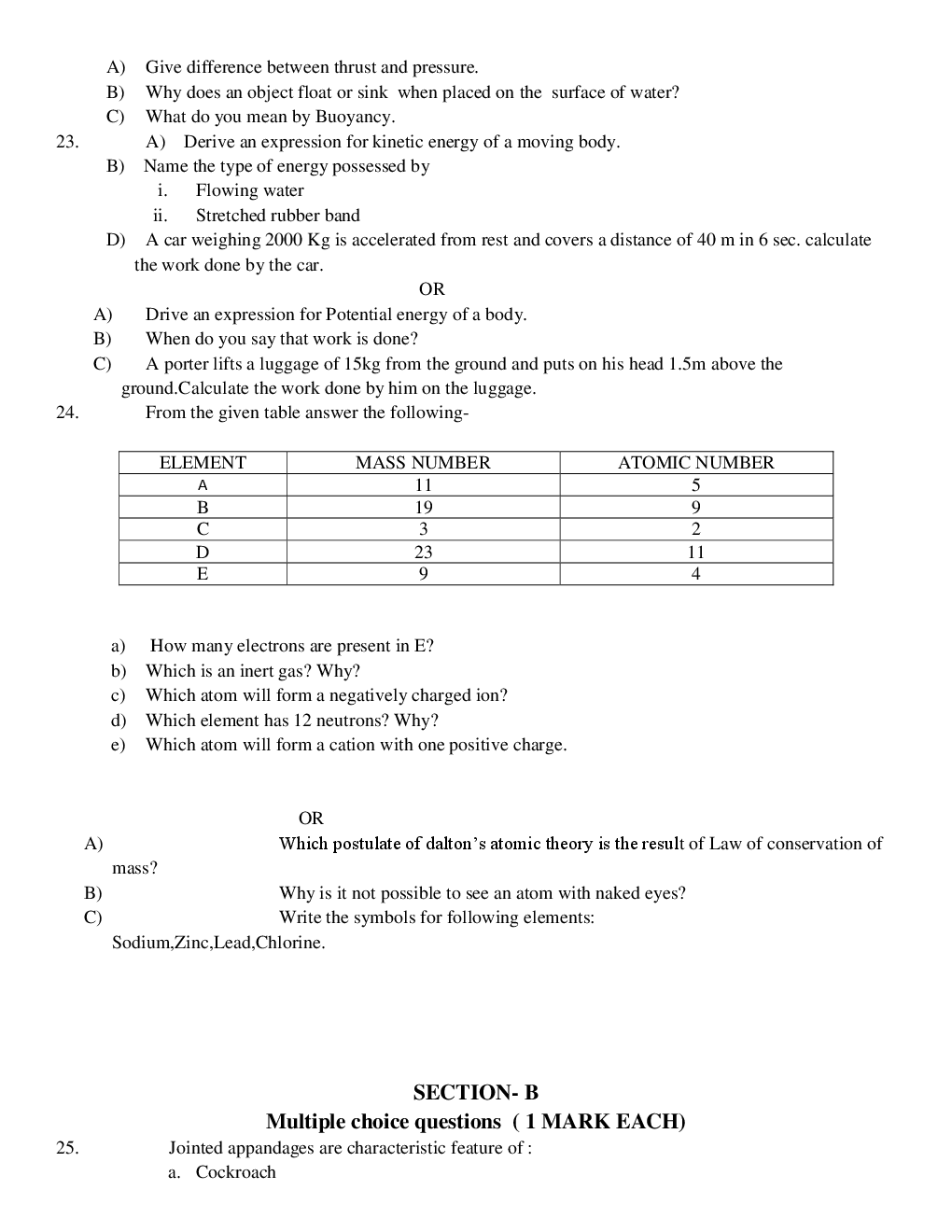 Cbse Class 9 Science  SA II Sample Question Paper - Page 5